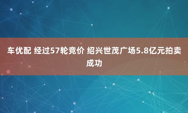 车优配 经过57轮竞价 绍兴世茂广场5.8亿元拍卖成功
